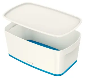 Leitz MyBox Wow White Blue 4-Pack Small Storage Box with Lid 5 Litre