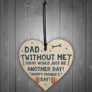 Red Ocean Funny Fathers Day Gift Idea Novelty Wooden Heart Gift For Him Dad Gifts Present