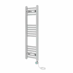 Rinse Bathrooms Prefilled Electric Thermostatic Heated Towel Rail Bathroom Radiator Straight with 400W Timer Chrome 1000x300mm