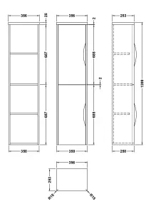 Wall Hung 2 Door Tall Bathroom Storage Unit - 350mm - Satin Green