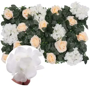 Artificial Flower Wall Backdrop Panel, 60cm x 40cm, Champagne Roses