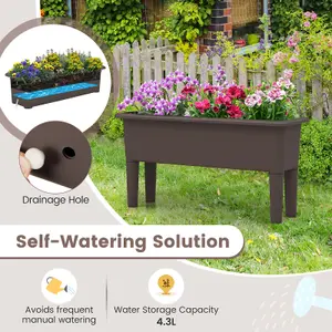 Costway 2 PCS Raised Garden Beds Outdoor Plastic Planter Box w/ Detachable Legs