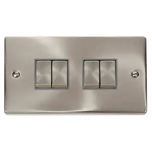 Click Scolmore Deco Plate Switch 4 Gang 10AX 2 Way Satin Chrome - VPSC414GY