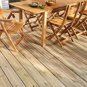 Premium Green Softwood Deck board (L)2.4m (W)144mm (T)27.5mm, Pack of 5