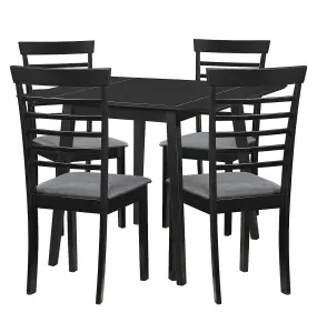 Hallowood Furniture Ledbury Drop Leaf Rectangular Table with 4 Chairs in Black Finish