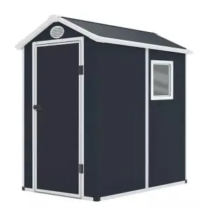 4 x 6 Plastic Pent Shed - Dark Grey with Foundation Kit (included) (4ft x 6ft / 4' x 6' / 1.2m x 1.8m)