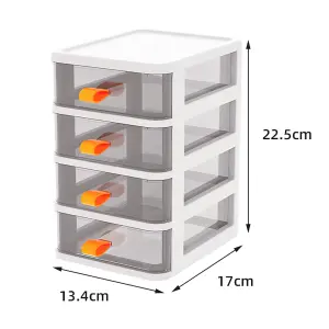 White 4-Tier Plastic Desktop Stationery Cosmetic Storage Box Drawer Organizer with Handle