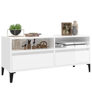 Berkfield TV Cabinet High Gloss White 100x34.5x44.5 cm Engineered Wood