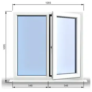 1095mm (W) x 1095mm (H) PVCu StormProof Casement Window - 1 RIGHT Opening Window -  Toughened Safety Glass - White