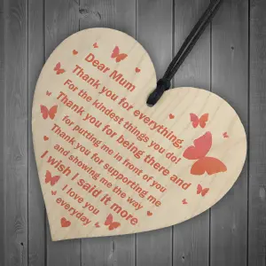 Love You Mum Gift Poem Wooden Heart Birthday Mothers Day Gift Plaque Keepsake