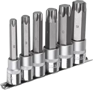 Richmann star bits socket set 6 pcs, torx T55-T100, 1/2",100 mm long (C6920)