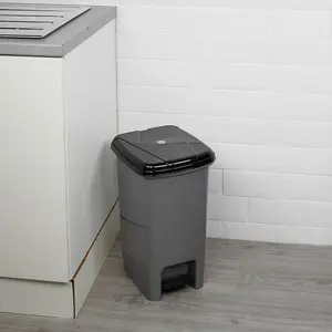 URBNLIVING 25L Slim Pedal Waste Recycling Bin Can Insert Step On Lid Kitchen Bathroom Grey