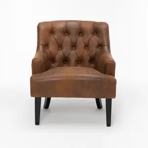 Faux Leather Suede Brown Lydia Accent Chair