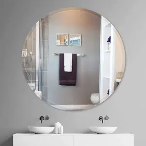 Frameless Round Wall Mounted Mirror Frameless Bathroom Living Room A Must have Mirror Home Decor (80x80 cm)