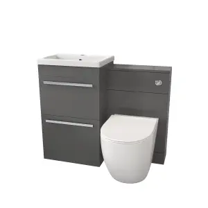 Nes Home Steel Grey Basin Vanity Cabinet With WC Unit & Back To Wall Toilet