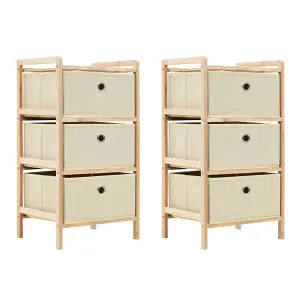 Berkfield Storage Racks with 3 Fabric Baskets 2 pcs Beige Cedar Wood