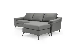 Emma 3 Seater Sofa With Chaise, Grey Air Leather