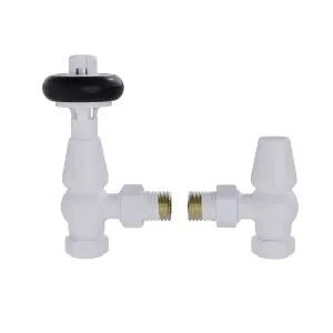 Rinse Bathrooms Chelsea Traditional Angled TRV Thermostatic Radiator Valves White