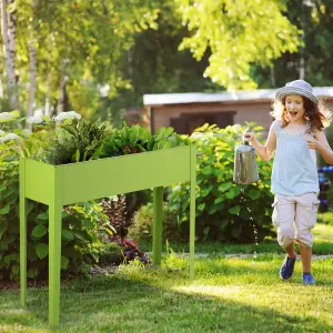 Costway Raised Garden Bed Outdoor Planter Box W/ Drainage Holes Galvanized Flower Stand