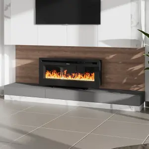 Electrical Fireplace with Remote Control and 12 Vibrant Flame Colours in Black, Size 42in