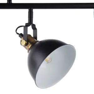 Acrobat Matt Black Gold effect 4 Light Spotlight bar