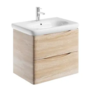 Eden 600mm Wall Hung Vanity Unit in Light Oak & Link Resin Basin