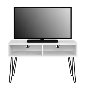 Owen Retro TV-Stand with Storage in White