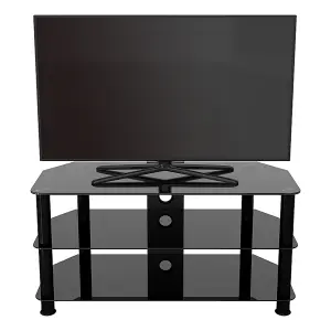 AVF Classic 1m Glass Corner TV Stand with Cable Management for TVs up to 50" - Black