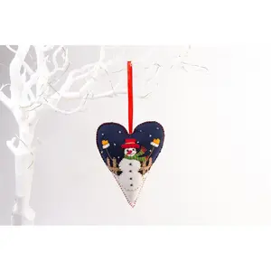 Large Snowman Heart - Christmas Tree Holiday Shaped Ornament