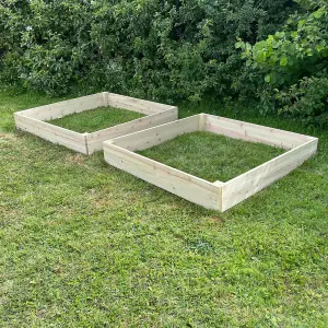 Set of 2 Wooden Raised Vegetable Beds (122cm x 18cm)