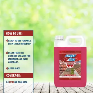 Apply & Go - Mould, Mildew, Lichen, Algae Remover Ready To Use Outdoor Cleaning Treatment Path and Patio Cleaner 5L