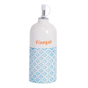 Nicola Spring - Hand-Printed Vinegar Pourer Bottle - 500ml - Blue