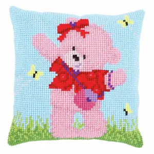 CUSHION BRIE&B/FLIES - Cross Stitch Kit: Cushion: Popcorn Brie & Butterflies - Vervaco