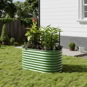 Light Green Oval Garden Two-grid Metal Raised Bed Galvanized Raised Planter Box Outdoor Raised Garden Bed Kit