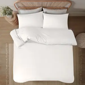 Matisyahu Microfiber Solid Colour Duvet Cover Set with Pillowcases White / Double + 2 Standard Pillowcases