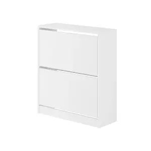 Decortie Modern Shoe Cabinet with 2 Storage Cupboard White 73(W) Narrow 2 Tier Drawer for Shoes Hallway Living Room Furniture