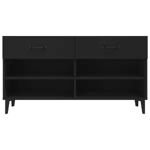 Berkfield Shoe Cabinet Black 102x35x55 cm Engineered Wood