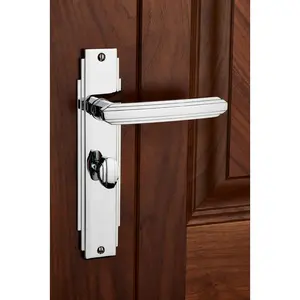 Art Deco Bathroom Door Handle Polished Chrome