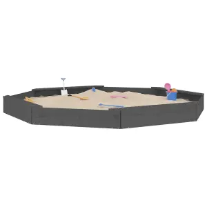 Berkfield Sandbox with Seats Grey Octagon Solid Wood Pine