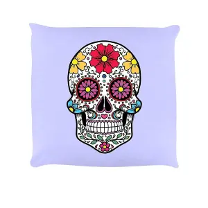 Grindstore Sugar Skull Cushion Lilac (One Size)