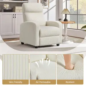 Yaheetech Beige Upholstered Recliner Chair with Pocket Spring