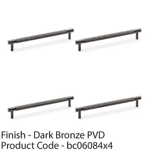 4 PACK - Knurled T Bar Door Pull Handle - Dark Bronze - 192mm Centres Premium Drawer