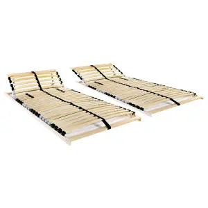 Berkfield Slatted Bed Bases 2 pcs with 28 Slats 7 Zones 90x200 cm