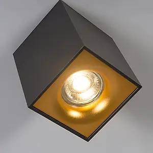 CGC SANDRA Black Square Single Spotlight With Gold Reflector