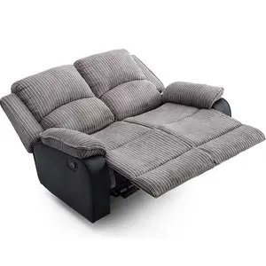 Postana Manual High Back Jumbo Cord Fabric Recliner 2 Seater Sofa (Grey)