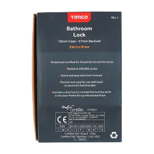 TIMCO Bathroom Lock Electro Brass - 78mm