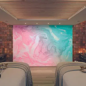 Origin Murals Flowing Marble Pink Matt Smooth Paste the Wall Mural 300cm Wide X 240cm High