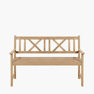 Brown Teak 3 Seater Acacia Wood Garden Bench