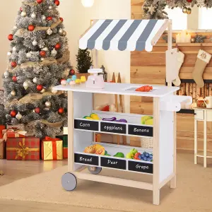 Costway Pretend Play Kids Ice Cream Cart Wooden Grocery Store Toddler Supermarket Toy