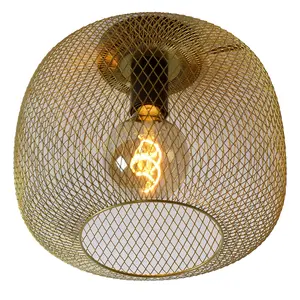 Lucide Mesh Vintage Flush Ceiling Light 30cm - 1xE27 - Matt Gold, Brass